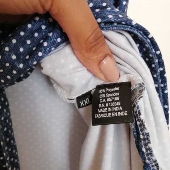 Tango Mango Blue and White Polka Dot with Floral Lace Back Midi Dress - Picture 10 of 17